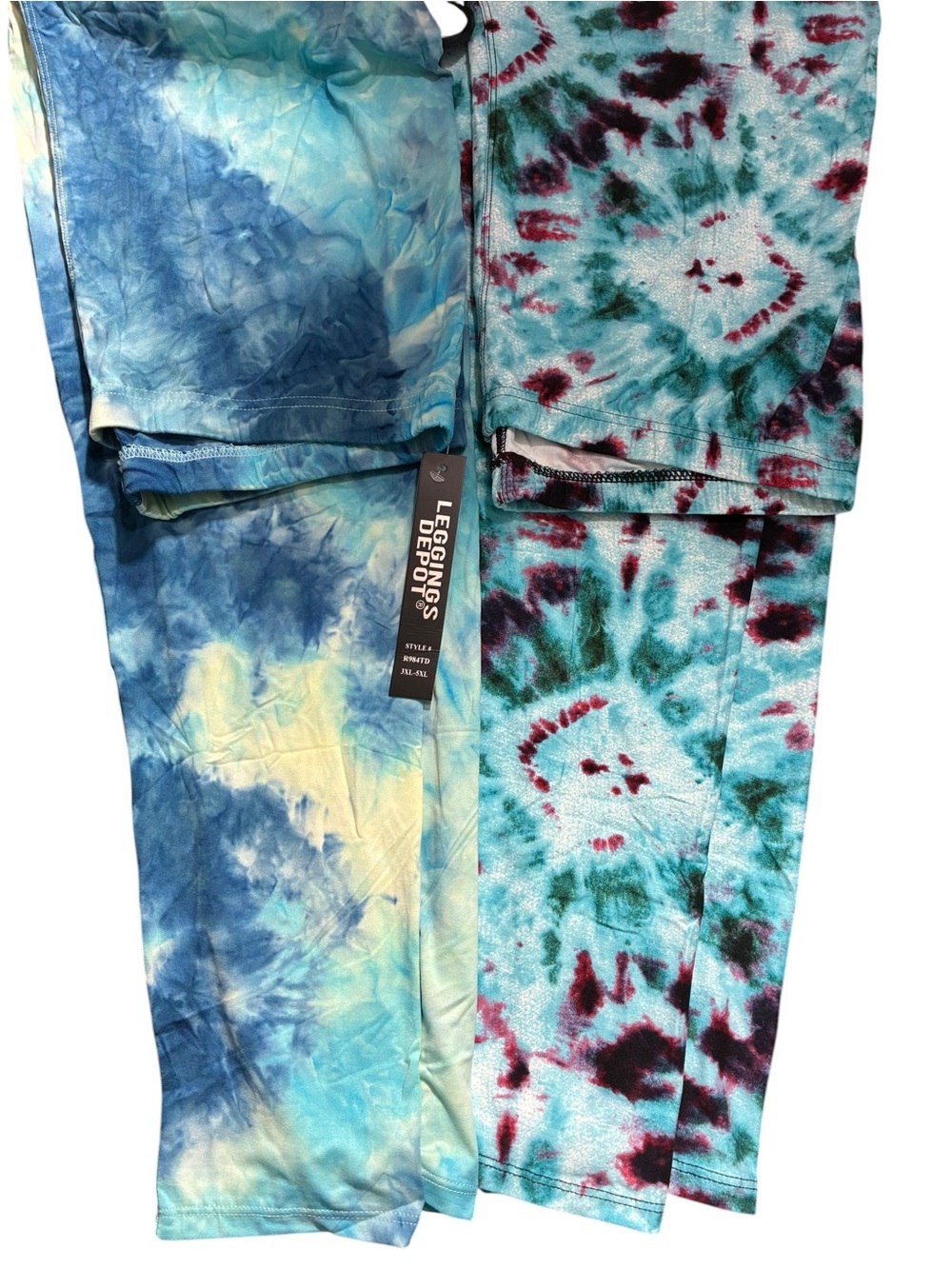 Leggings Depot Women’s Tie-Dye Leggings - Blue, Teal & Burgundy Sz. 2-4X